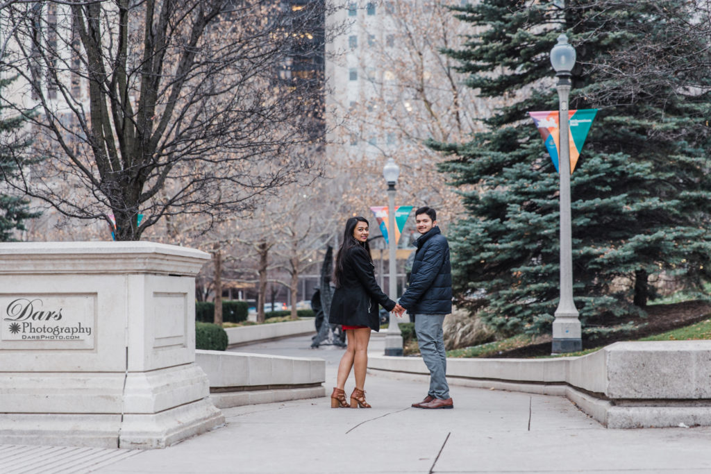Chicago Downtown Proposal by DARS Photography Chicago Indian and American Wedding Photographer